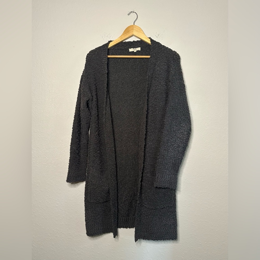 Entro Dark Grey Open-Front Cardigan Sweater Size Small